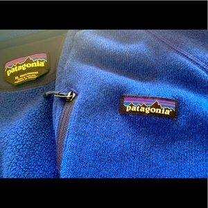 mens blue patagonia zip up fleece hoodie